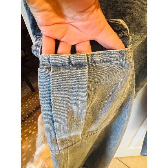 Tapata Wide Leg Blue Denim Cargo Jeans L 34" Inseam Elastic Waist Pockets Casual - Picture 7 of 10